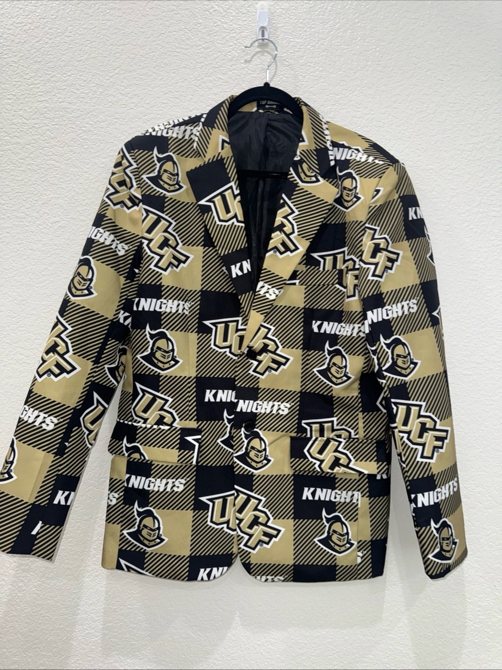 UCF Knights Blazer Gold Black Check Sports Coat Jacket Men’s 21x31.5 No Size Tag